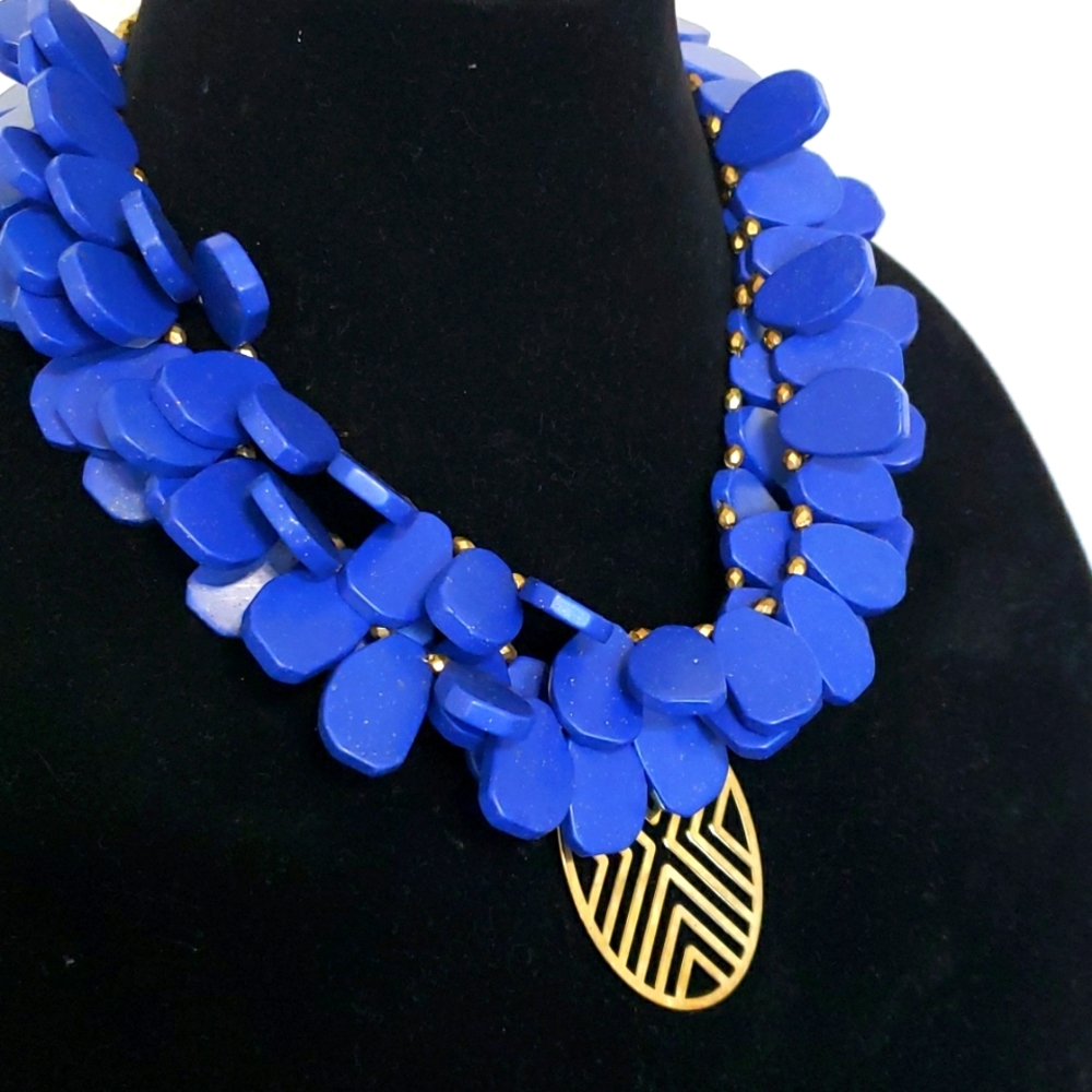 Vintage Sassy Jones multi-layer blue  statement necklace